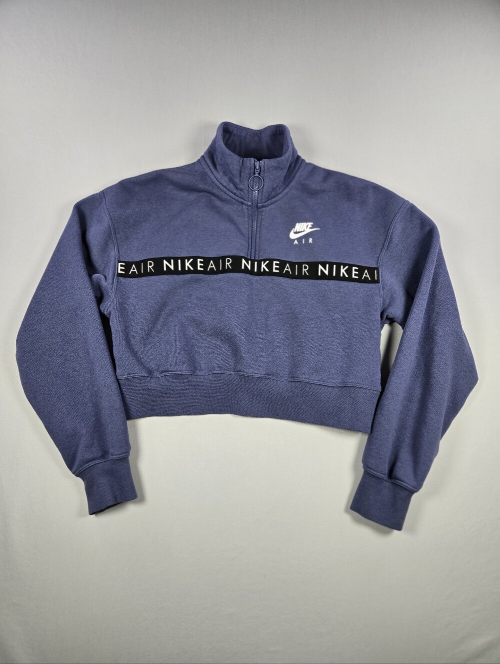 Nike Air Sanded Purple Cropped Fleece 1/2 Zip Pullover Sweatshirt Size Small